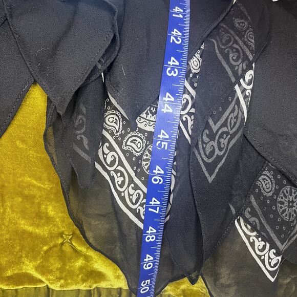 Suzi Chin Womens 4 Silk Halter Midi Dress Ruched Bodice Handkerchief Hem Goth - Picture 12 of 12